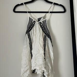 Ecote white cropped cross strap tank